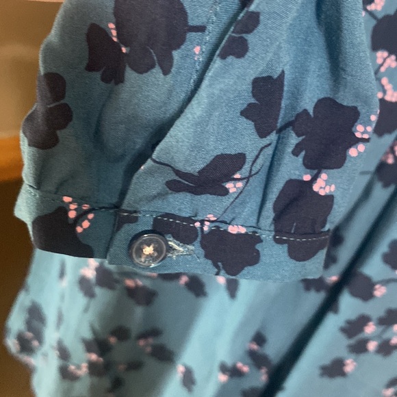 JOULES Rosamund V Neck Woven Top Teal Blossom print size 6 - Picture 5 of 9